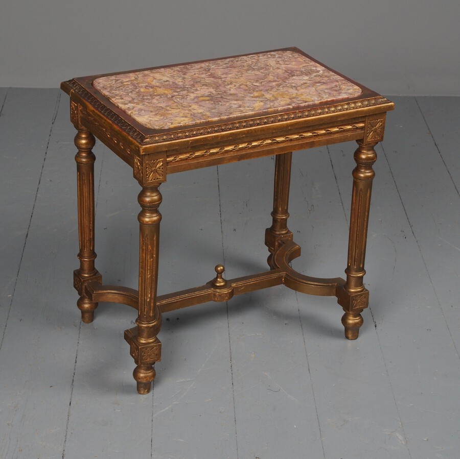 Antique Victorian French Giltwood and Marble Table