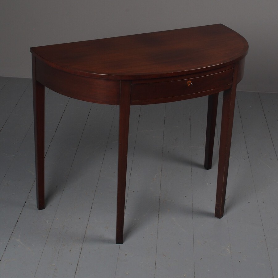 Antique Antique Style Mahogany Demi Lune Side Table