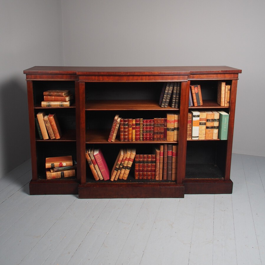 Antique Victorian Mahogany Breakfront Open Bookcase