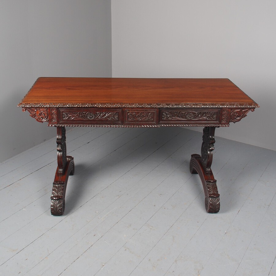 Antique William IV Anglo-Indian Padouk Library Table