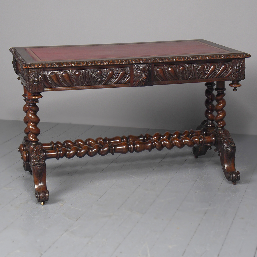 Antique Antique Oak Flemish Writing Table