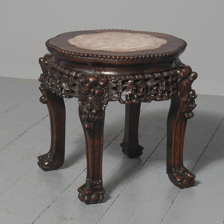 Chinese Qing Dynasty Huanghuali Marble Top Table