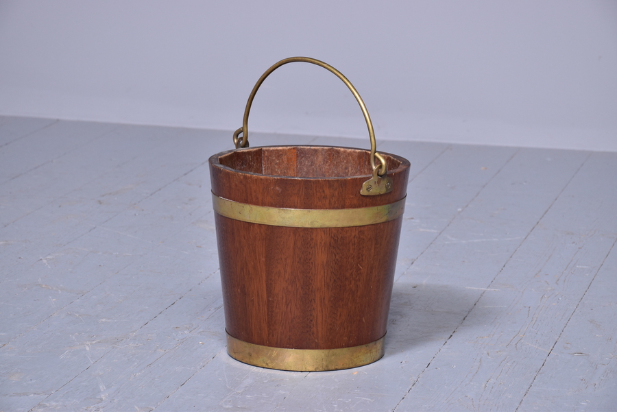 Antique George III style brass bound mahogany bucket