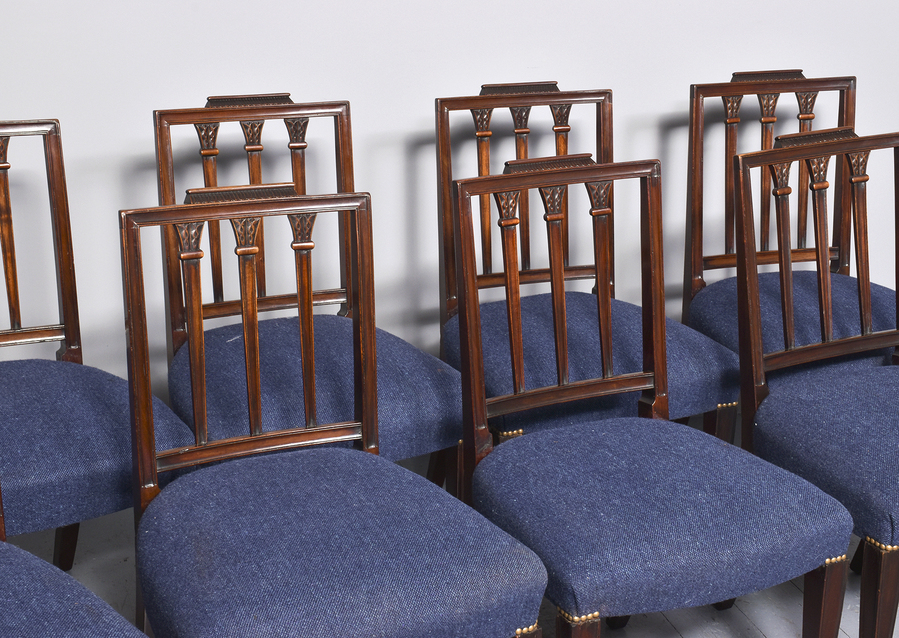 Antique Ten George III Mahogany Hepplewhite Style Dining Chairs