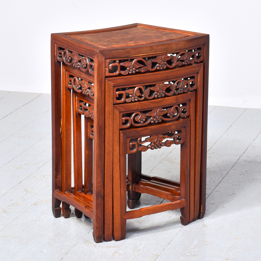 Antique Nest of 3 Chinese Qing Dynasty Rosewood and Burr Wood tables