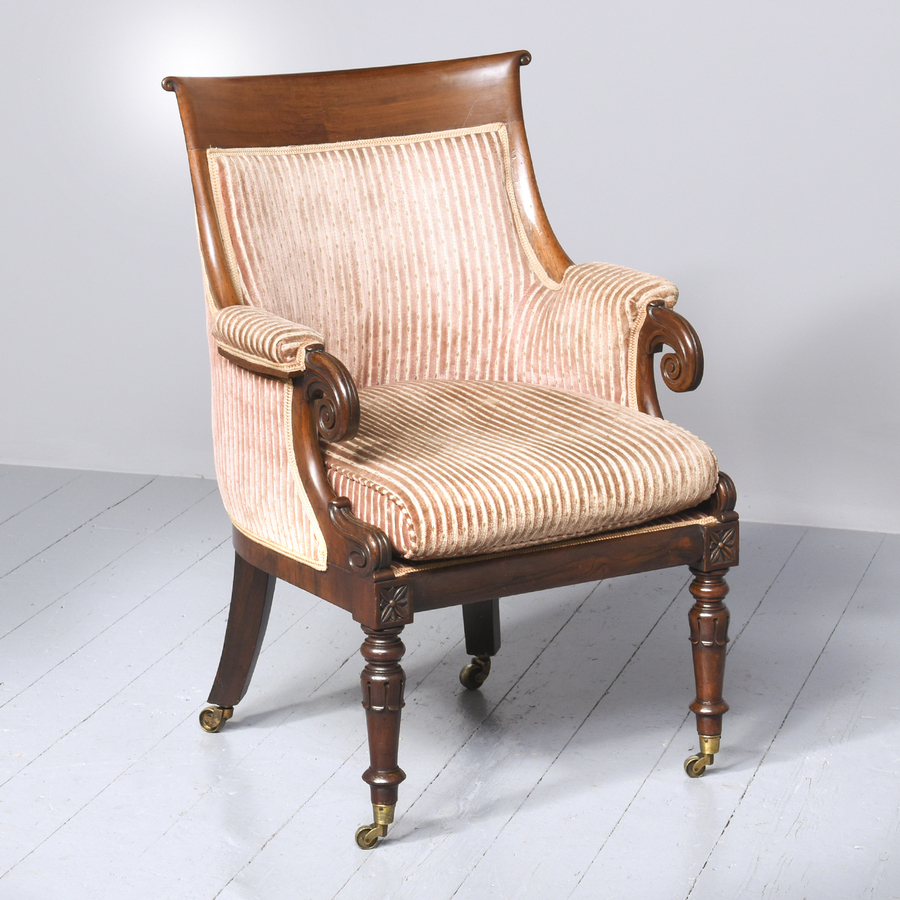 Antique George IV Rosewood Library Chair
