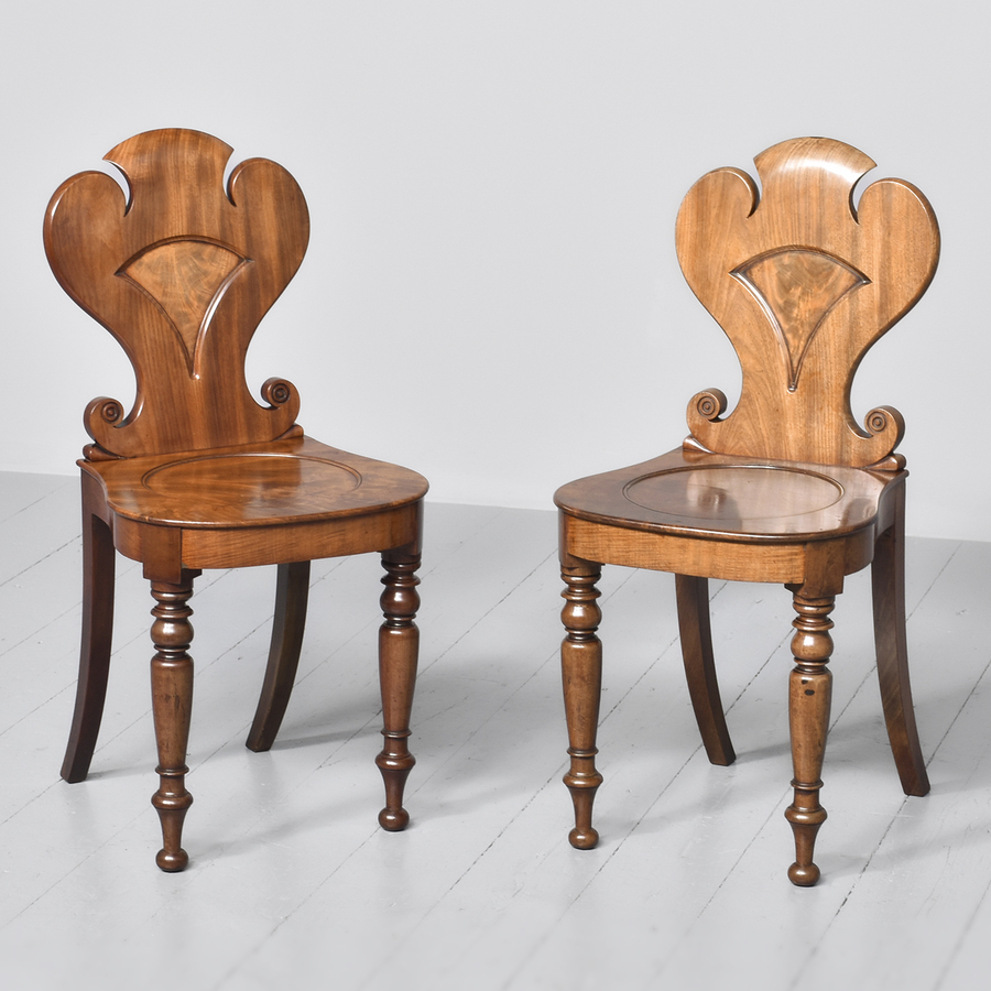 Antique Exhibition Quality Pair of Mahogany William IV Hall Chairs