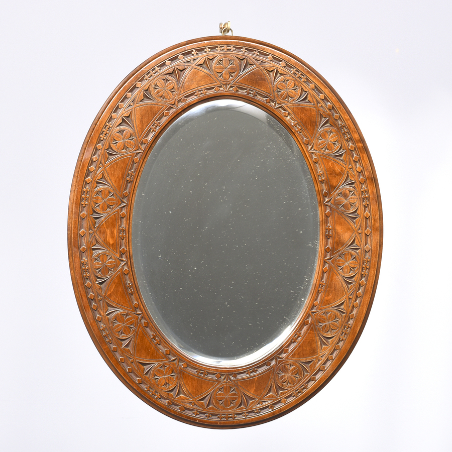 Antique Carved Oval Wall Mirror