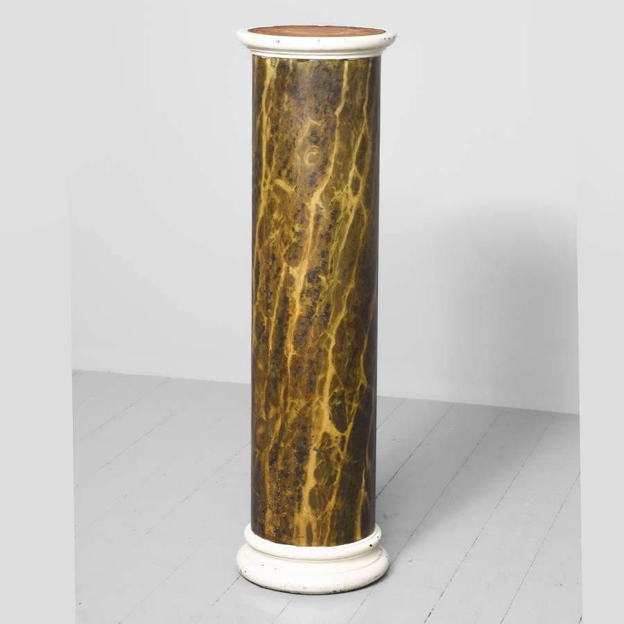 Antique Circular Faux Marble Pedestal