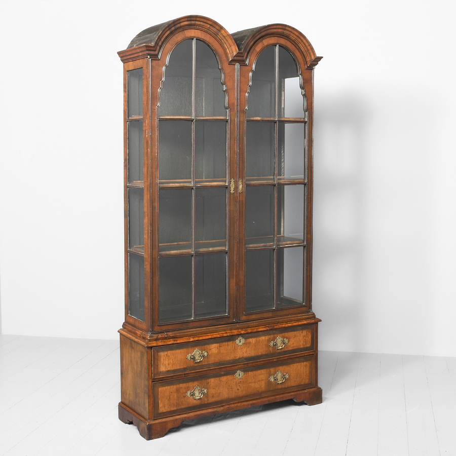 Antique Early Georgian-Style Walnut Two-Part Bookcase