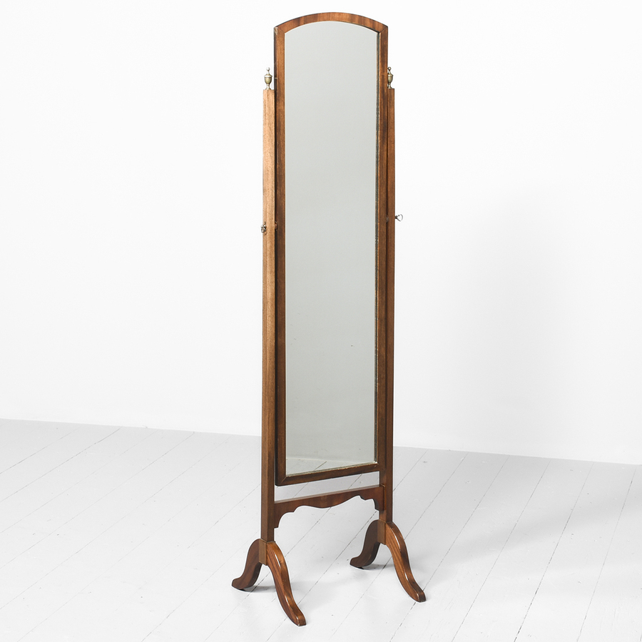 Antique Attractive Slim Georgian-Style Mahogany Cheval Mirror