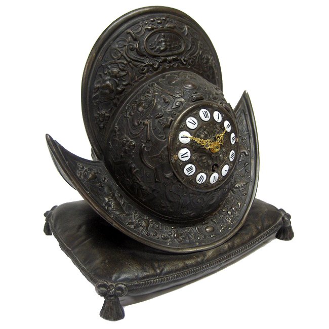 Bronzed Spelter Helmet Clock