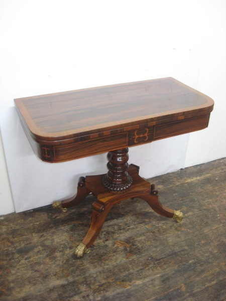 Regency Inlaid Rosewood Card Table