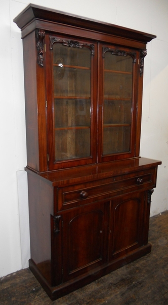 Early Victorian Mahogany Secretaire Bookcase