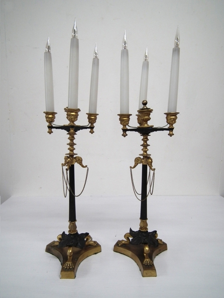 Pair of Louis XVI Style Gilt Bronze Candelabra