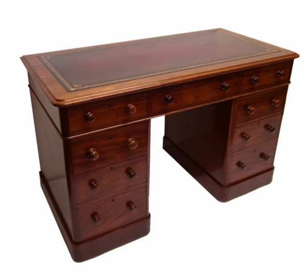 Mid Victorian Mahogany Pedestal Desk