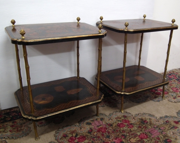 Pair of Brass and Chinoiserie Occasional Tables