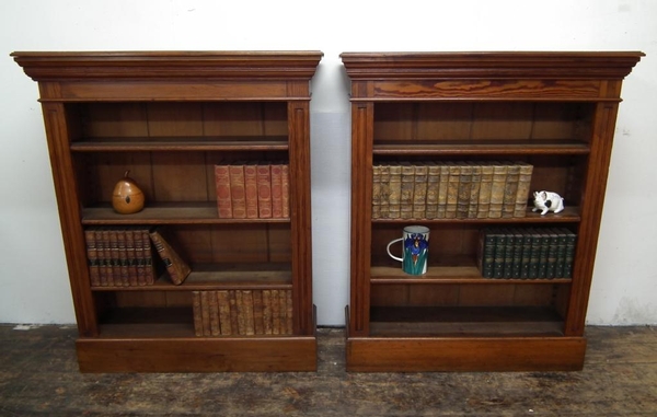 Pair of Pitch Pine Open Bookcases