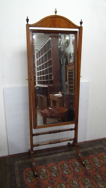 Victorian Inlaid Mahogany Cheval Mirror