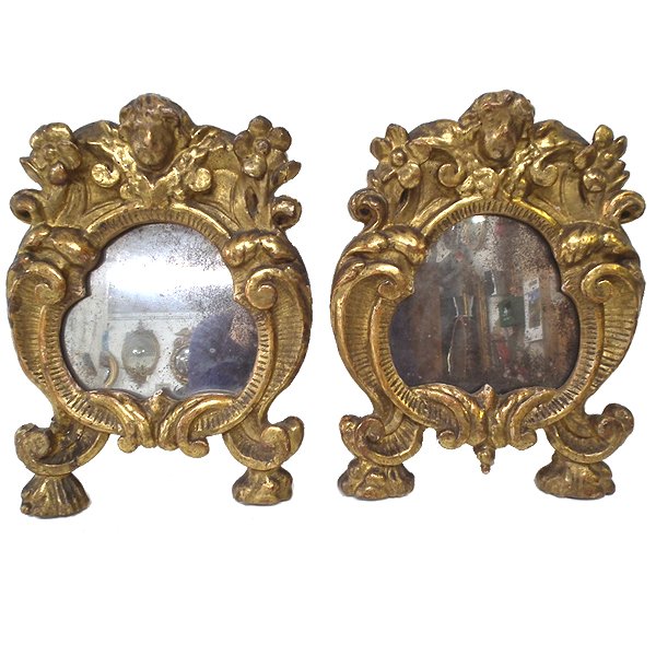 Antique Pair of North Italian Giltwood Wall Mirrors
