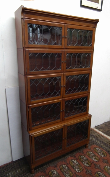 Mahogany and Leaded Glass Sectional Bookcase