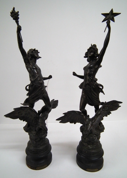 Pair of French White Metal Figures