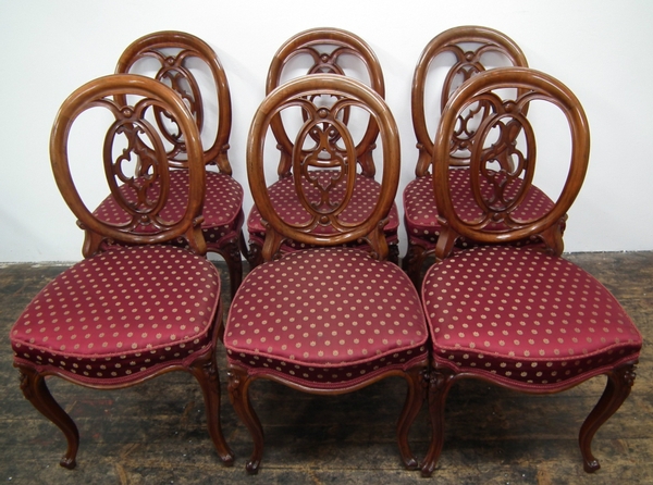 Set of 6 Victorian Balloon Back Dining Chairs