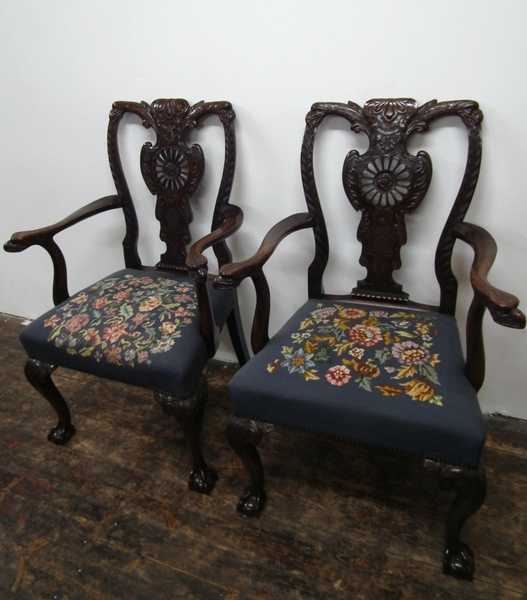 Pair of George II Style Carved Armchairs