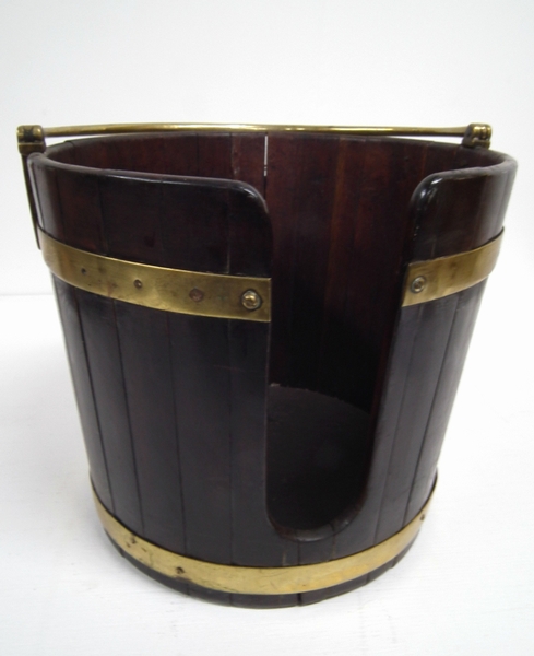 George III Mahogany and Brass Band Plate Bucket