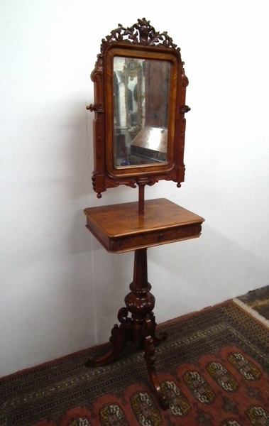 Unusual Victorian Burr Walnut Dressing Mirror
