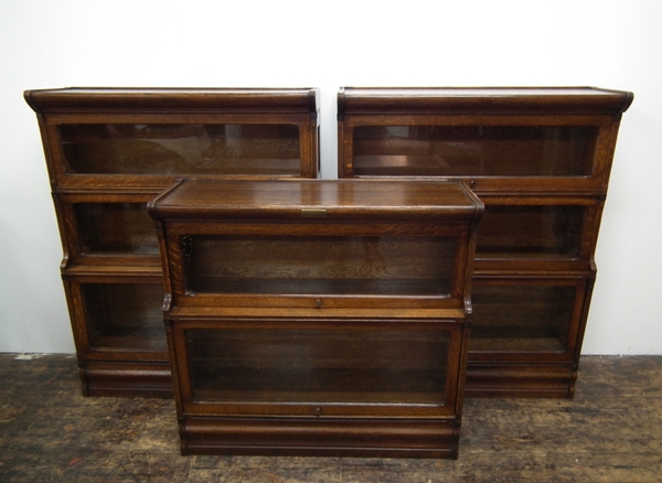 Set of 3 Oak Sectional Bookcases