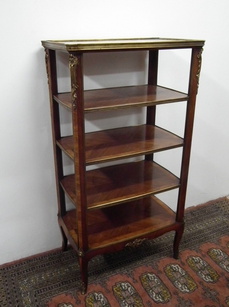 Unusual Marble and Walnut Etagere/Whatnot