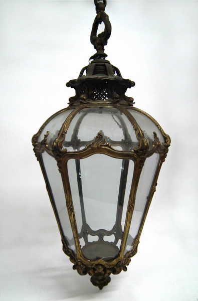 Antique Victorian Cast Brass and Gilded Hall Lantern | ANTIQUES.CO.UK