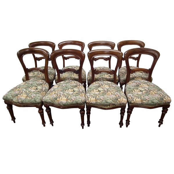 Antique Set of 8 Victorian Mahogany Dining Chairs