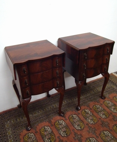 Pair of Queen Anne Style Bedside Lockers