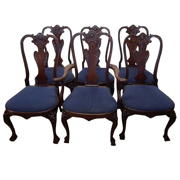 Antique Set of 6 George II Style Mahogany Chairs