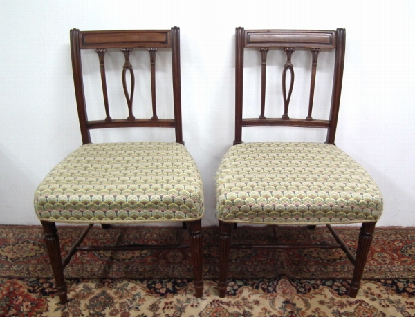 Antique Pair of Sheraton Mahogany Side Chairs