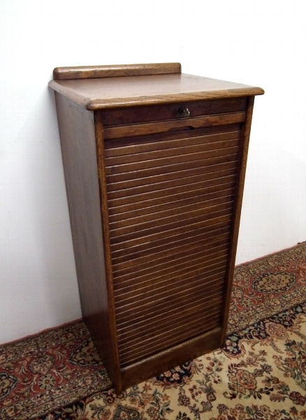 Oak Tambour Front Filing Cabinet