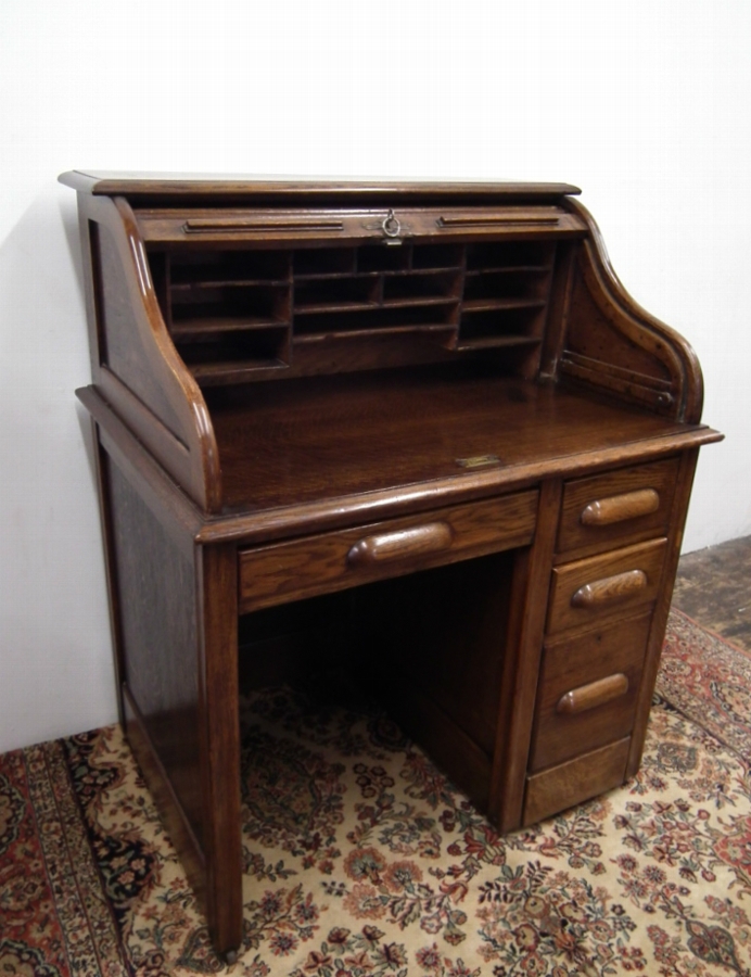 Antique Small Oak Roll Top Desk Antiques Co Uk