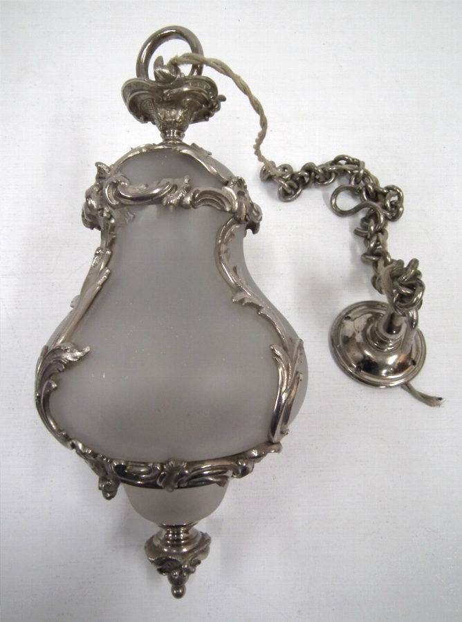 Edwardian Silver Plated Glass Lantern