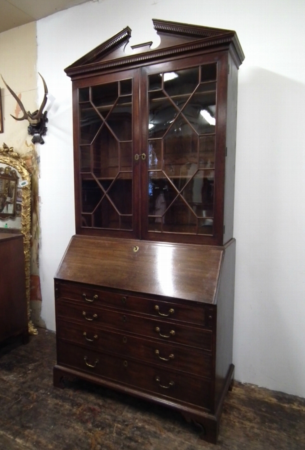 George III Mahogany Bureau Bookcase