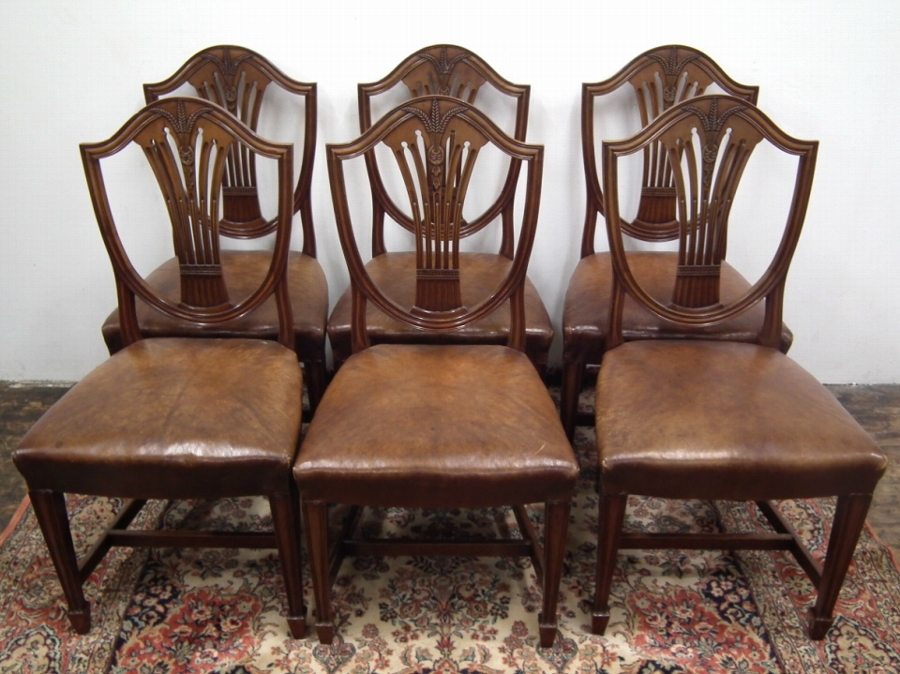 Set of 6 Edwardian Hepplewhite Style Chairs