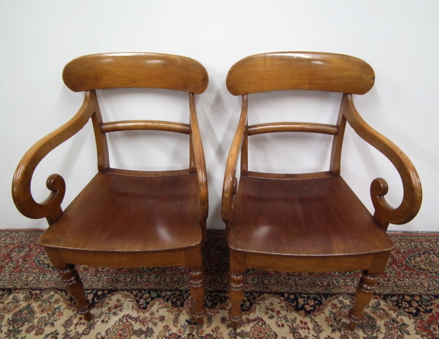 Antique Pair of George IV Scottish Stained Beech Armchairs