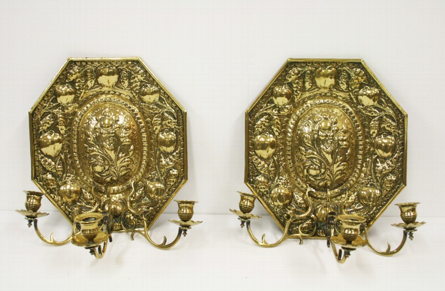 Pair of Dutch Brass Wall Sconces
