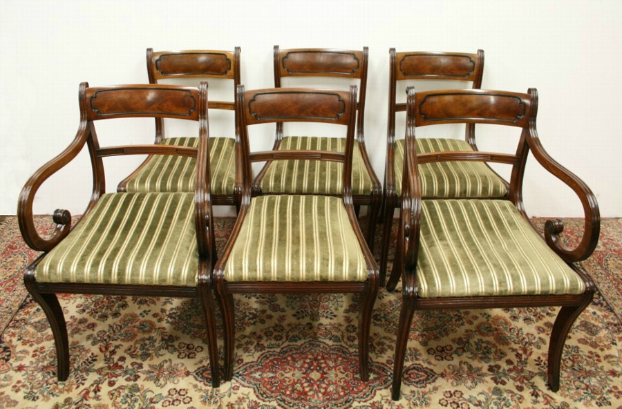 Set of 6 Regency Mahogany Dining Chairs