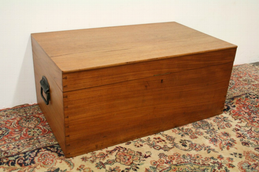 Victorian Teak Travellers Trunk