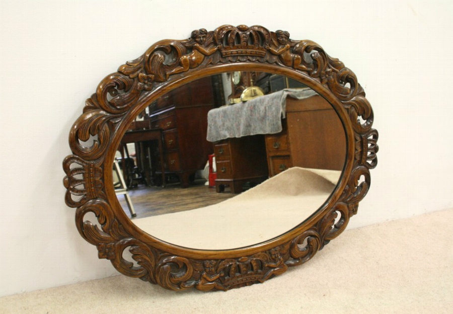 Continental Carved Walnut Wall Mirror