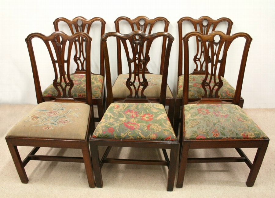 Set of 6 Chippendale Mahogany Dining Chairs