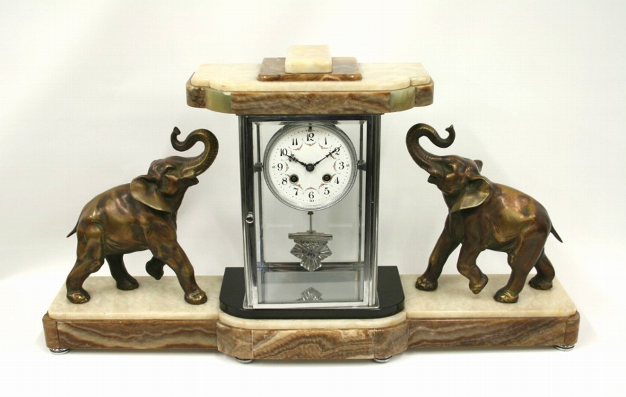 Antique Art Deco Elephant Mantel Clock