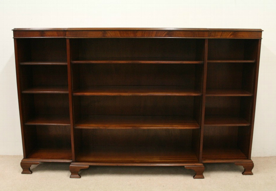 Mahogany Breakfront Open Bookcase
